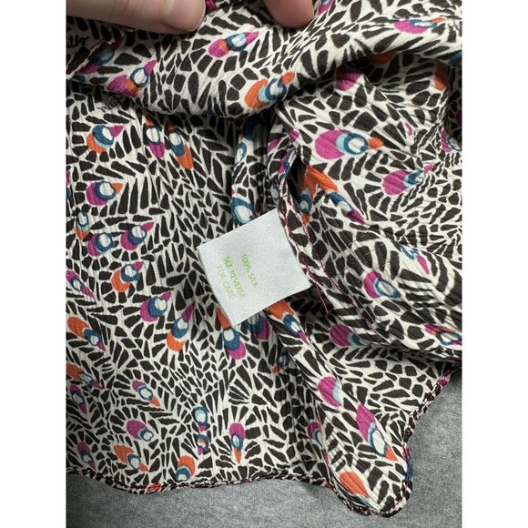 Lilly Pulitzer Multi Color 100% Silk Short Sleeve Womens Blouse Size 6 Peacock - Picture 6 of 6